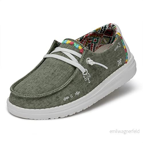 Hey Dude Wendy Youth Boho mockasin, OLIV, 32 EU, EU 197002034772