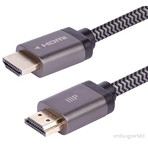 Monoprice 8K certifierad HDMI kabel med ultrahög hastighet flätad 2.1, 8K@60Hz, 4K@120Hz, 48Gbps, HDR, VRR, CL2 i väggklassad, 0,9 m, svart (1 pack) 889028168752