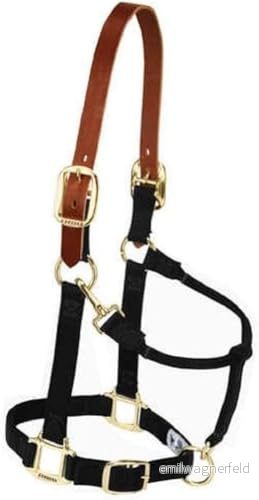 Vävare läder nylon justerbar breakaway hästgrimma, årsling, svart 399431393 Vävare läder nylon justerbar breakaway hästgrimma, årsling, svart 399431393