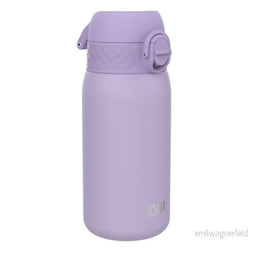 ION8 Vattenflaska Termos Stål, 320 ml/11 oz, Läcksäker, Lätt att Öppna, Säkert Lås, Diskmaskinssäker, Bärhandtag, Hygieniskt Lock, Drickflaska Metall, Hållbar, Rostfritt Ljuslila 619098088038
