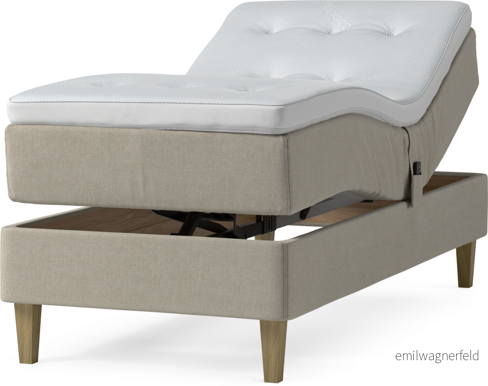 Delux Dream Ställbar säng, enkelsäng med bäddmadrass och sängben qo7kz