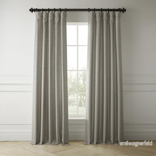 HPD Halvpris draperier italienska fusklinnegardiner 213 cm långa mörkläggningsgardiner för rum och vardagsrum 127 x cm, (1 panel), brungrå grå 194125008833