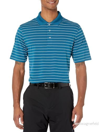 Amazon Essentials snabbtorkande golfpikétröja för män (finns i stora och långa), blågrön blå vit rand, Large 195111851440