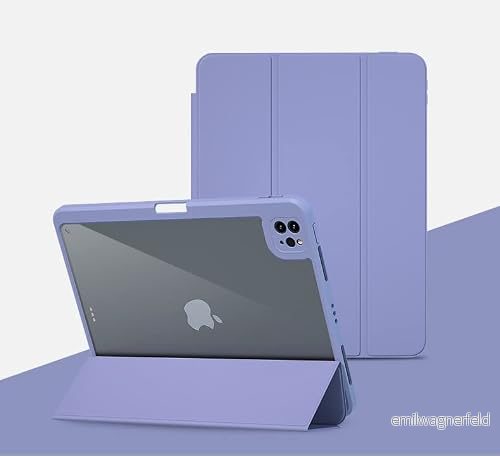 Roterande fodral för iPad Pro2020 11 tum, 2 i 1 avtagbart transparent och halvsilikon skyddande med pennhållare, lätt stativ skydd automatisk sömn väckning (lila) 755985135994