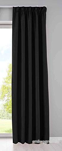 Gardin ogenomskinlig "Newyork" dolda öglor, svart, H x B 225 140 cm, 1 pack termogardin, mörkläggningsgardin, ljudisolerande, Oeko Tex veckband, gardinomslag, 2020610 4041984944061