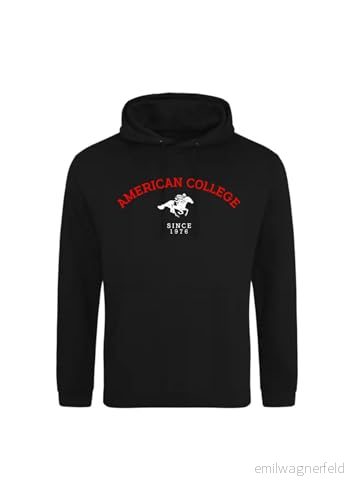 AMERICAN COLLEGE USA tröja med tryck varma kläder unisex barn pojkar och flickor casual modell ACSCW3 svart 14 år, svart, �r 3666052675961