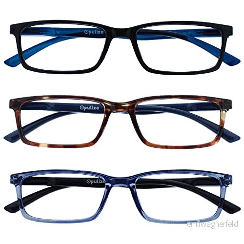 OPULIZE Se 3 pack blåljusblockerande glasögon svart brun blå dator anti bländning män kvinnor BBB9 123 +0,00 5055955380030