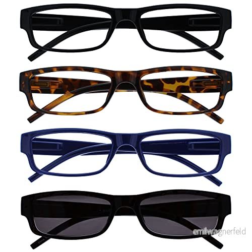 The Reading Glasses Company svarta bruna blå läsare med UV400 sol värde 4 pack herr dam RRRS32 1231 +1,00 +1.50 Optical Power Black/Brown/Blue Black + Sun 5055955330974