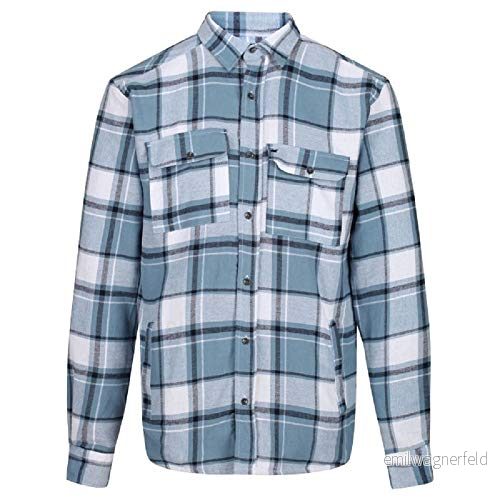 Regatta Tygo Shacket coolvävd bomull rutiga fleece fodrade över skjorta för män 5057538584811