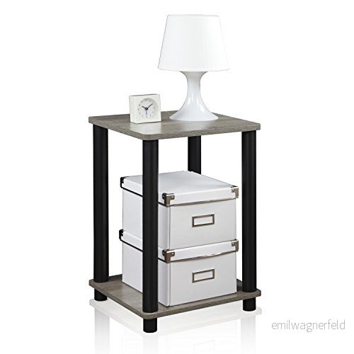 FURINNO Slutbord, trä, fransk ek grå/svart, en storlek 19962056260