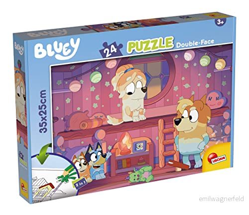 LISCIANI BLUEY 2 i 1 pussel 24 bitar För barn från 3 år 35x25 cm Dubbelsidigt Tillbaka till färg Utvecklar tänkande och färdigheter Pedagogiskt spel Tillverkad Italien 8008324099542
