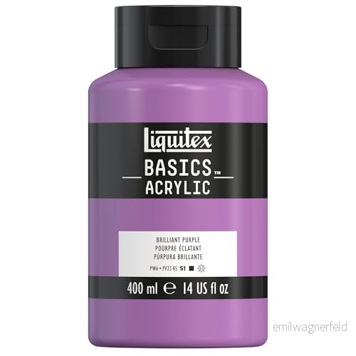 Liquitex 8870322 basis, monopigmenterade konstnärspigmenterade pigment, ljusäkta, medelviskositet, arkivkvalitet, sidenglänsande finish akrylfärg 400 ml kruka, briljantlila 887452054238