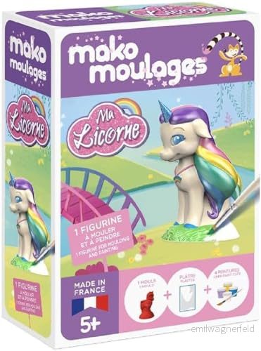 Mako moulages Regnbåge kreativt hobbykit för gjutning och målning av 1 enhörning tillverkad i Frankrike enhetshölje barn från 5 år 39108, flerfärgad 3760012591084