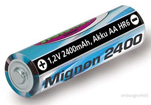 Jamara 141018 batteri 1,2 V 2 400 mAh NiMh Mignon AA HR6 uppladdningsbart högpresterande batteri, låg självurladdning, alltid klar att använda, perfekt för blixtar, kameror, fjärrkontroller, leksaker osv 4042774445072