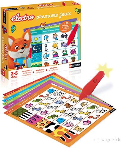 Nathan Electro First Games Form och färgigenkänning elektroniskt pedagogiskt spel 1 sonorisk lysande penna ingår för barn från 3 till 5 år 8410446316191