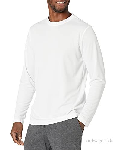Amazon Essentials herr Performance Tech långärmad t shirt, vit, Large 761253145909