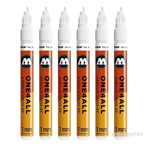 Molotow MO127102 ONE4ALL 127HS EF märkpenna, signalvit, 6 pack 4250397626918