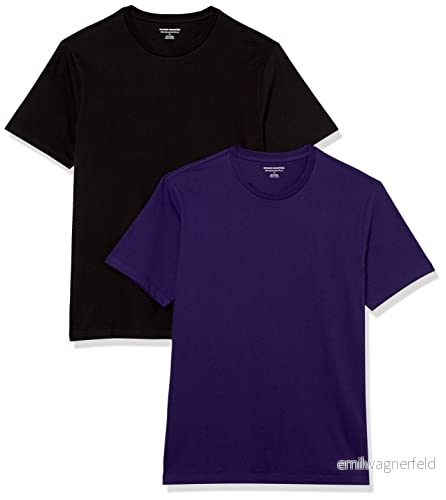 Amazon Essentials mäns Slim Fit kortärmad T shirt med rund hals, 2 pack, svart/mörklila, Large 196433308698
