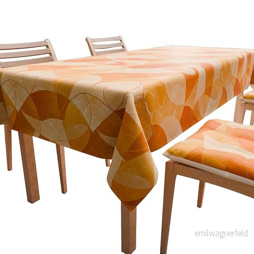 PETTI Artigiani Italiani Bordsduk, Köksduk Av Bomull Lidia Orange Design X12 Platser (140 x 240 cm) 100% Tillverkad i Italien 5056411145378
