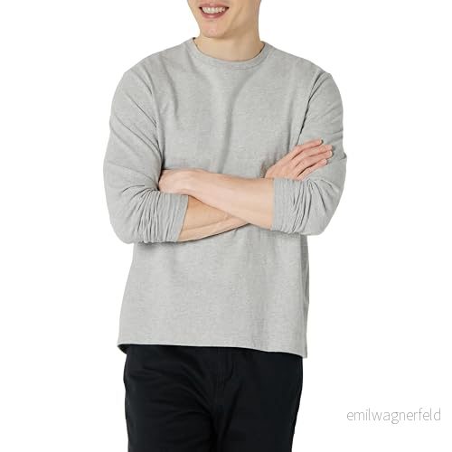 Amazon Essentials långärmad T shirt för män, normal passform, ljusgrå ljung, Large 191770251379