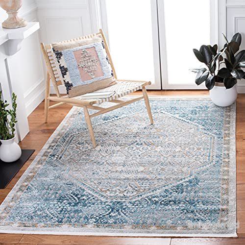 Safavieh Samtida rektangulär inomhatta, vävd, Shivan kollektion, SHV714, i Blå/Grå, 122 x 183 cm 889048867680