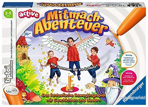 Ravensburger tiptoi active spel 00076, medtagande äventyr, rörelsespel från 3 år, med berättelser, vackra låtar och roliga rymningar 4005556000760