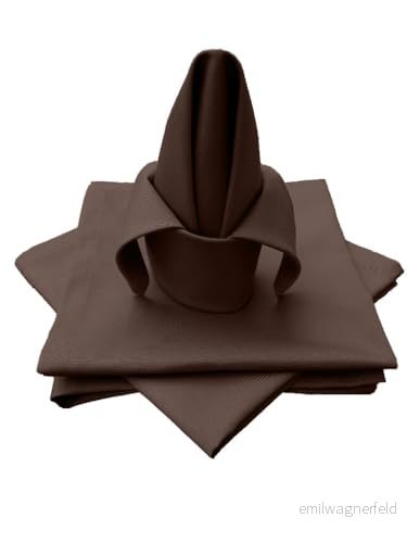 Lemos Home Högkvalitativ tygservett bordsduk, 4 stycken, av 100% bomull, kollektion koncept, färg och storlek valbar (set om 45 x cm, choklad) 4260585475884