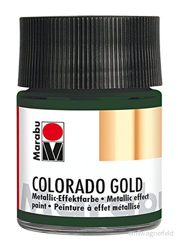 Marabu 12640005768 metallisk effektfärg, Colorado guld metallic mörkgrön 50 ml, vattenbaserad, ljusäkta, väderbeständig, snabbtorkande, för pensel och prickar på sugande underlag 4007751604620
