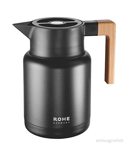 Rohe Germany 221061 sc isoleringskanna, iPad, ca 1,40 l med kolv i rostfritt stål, 1,4 liter, svart 4047359005184