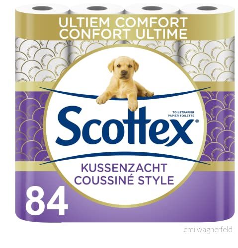 SCOTTEX Vadderad toalettpapper (12 förpackningar med 7 rullar) mjukhet och komfort miljövänlig hållbar 5029054235249
