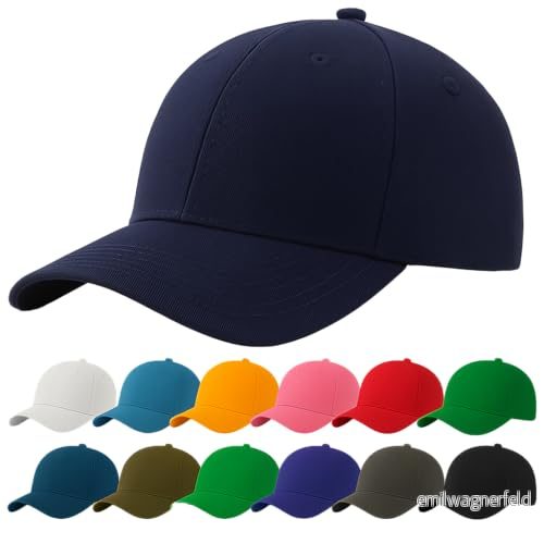 4sold Baseballkeps unisex, i bomull, ren färg, baseboard basebollkeps, marinblå, En Storlek 5056069946419