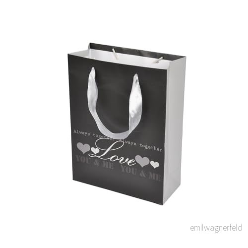 Homéa, Presentpåse papper handtag kärlekstejp H24 cm 3526781093194