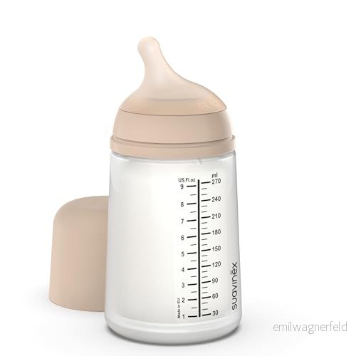 Suavinex, Zero anti kolisk nappflaska, med medium flödesnapp (M) i silikon, för spädbarn + 3 månader, perfekt amning, blandad, bröstimiterande dinapp, bröstmjölk och pulver, 270 ml, ljus 8426420084611
