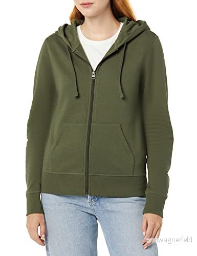 Amazon Essentials Women's Fleecehoodie i fransk frotté med full dragkedja (Finns plusstorlek), Mörk olivgrön, XL 196433403126