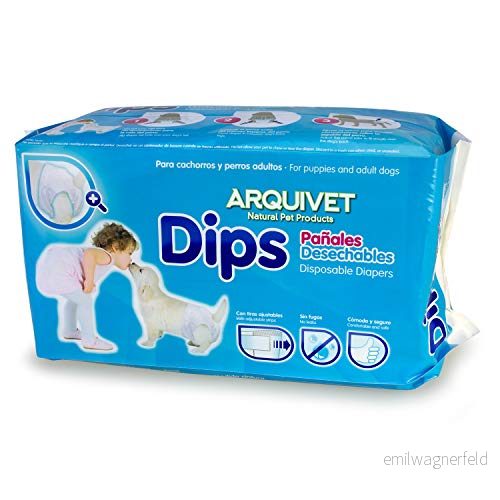 Arquivet Dips Engångsblöjor med justerbara remsor för hundar L 40 x 50 cm (12 st) Valpar och vuxna Absorberande kapacitet Läckfri Tillbehör hygien 8435117819696