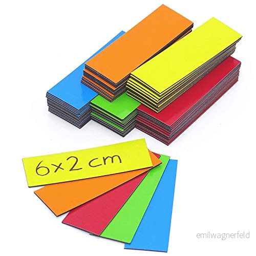 75 färgade magnetetiketter I 6 x 2 cm 15 ränder per färg mag218 4251661408346