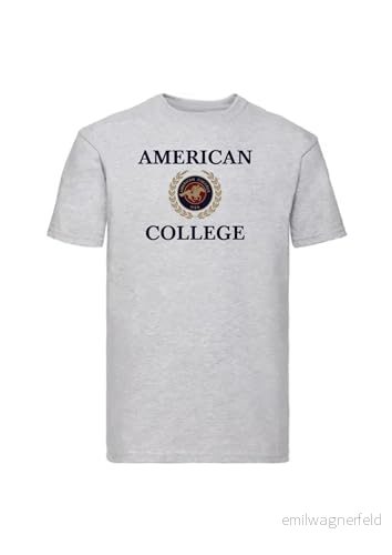 AMERICAN COLLEGE USA T shirts sport andas tryckta unisex kläder barn pojkar och flickor casual modell ACTSW7 MELL grå M, Färg: grå, M 3666052656458