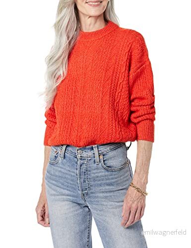 Amazon Essentials mjuk beröring modern kabel rund hals tröja (finns i plusstorlek), vallmoröd, X Large 196433508999