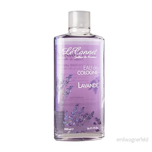 LE CANNET Eau de Cologne Köln Kvinna, naturlig doft och sval känsla, perfekt för dem som älskar flesta klassiska dofter, lavendel, 500 ml 8029241126975