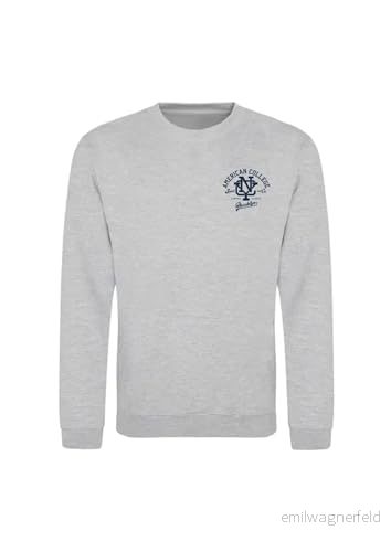 AMERICAN COLLEGE USA tröja med tryck varma kläder unisex barn pojkar och flickor casual modell ACSCRW6 MELL grå 14 år, Färg: grå, �r 3666052668048