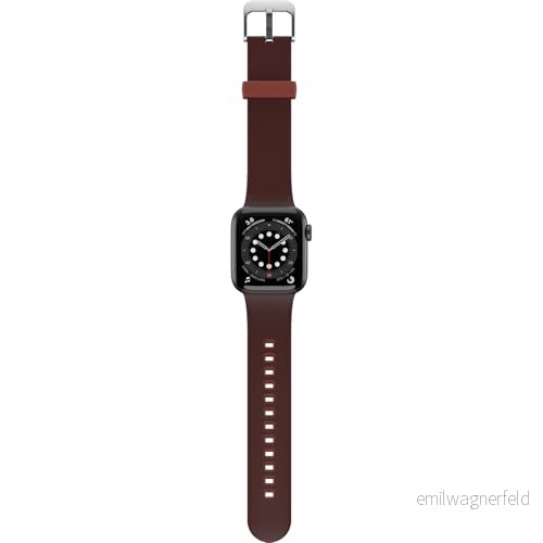 OtterBox All Day Watch Band för Apple Series 10/9/8/7/6/SE 1:e gen/SE 2:e gen/5/4 40mm/41mm/42mm, hållbart och mjukt silikonband Watch, Brun/Röd 840304776986