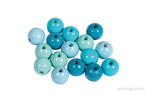 Rayher 12206404 träpärlblandning, FSC certifierad, polerad, 10 mm ø, turkostoner 52 stycken, bokträ, svett och saliväkta, smyckespärlor, pärlor för nappkedjor baby 4006166309571