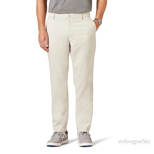 Amazon Essentials mäns atletisk passform stretchgolfbyxor (finns i stora och långa), sten, 42 B x 30 L 197153022253