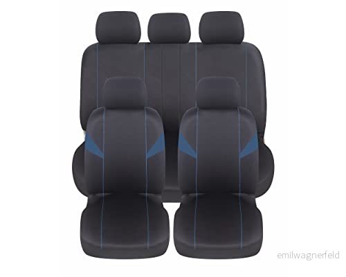 Auto Accessori Lupex Bilstolsöverdrag Universella, Polyestertyg, Sätesskyddsöverdrag, Anpassningsbart Omslag, Ingen Suv (fram och bak, H Mörkblå) 8053614298785