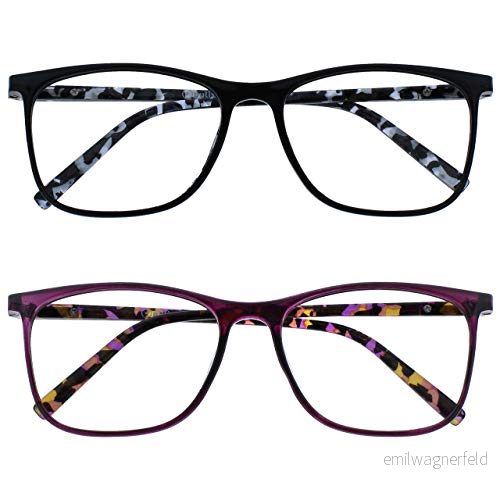 Opulize Arc 2 pack stora läsglasögon svart lila mönstrad män kvinnor läshjälp RR66 15 +2,50 5055955375241
