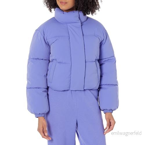 Amazon Essentials kort pufferjacka för kvinnor (finns i plusstorlek), lila blå, liten 196433808389