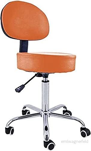 QUIRUMED Pall med ryggstöd, krombas, 5 hjul och gaslyft, orange färg, metallstruktur, konstläder, stoppning hög densitet, justerbar höjd, upp till 150 kg 8435270763836