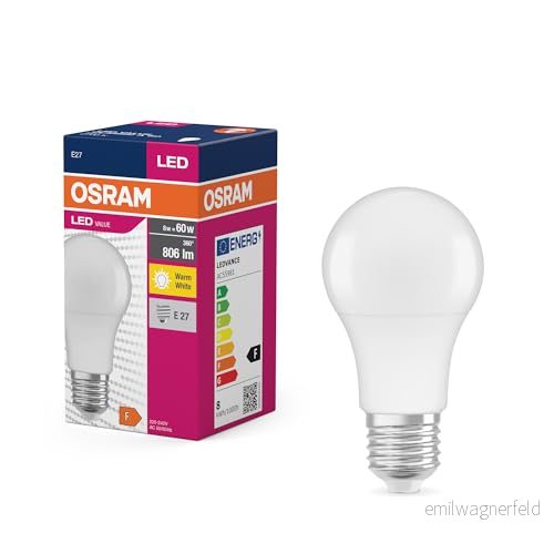 Osram LED stjärnvärde Classic A60 lampan för E27 uttag, päronform, FR, 806 lumen, varm vit (2700K), ersättning konventionella 60W glödlampor, inte dimbar, 10 pack 4099854109782