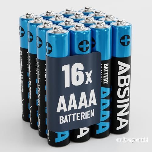 ABSINA 16 x batterier AAAA för surface Pen, surfplattepenna och mycket mer batteri 1,5 V alkaliska minibatterier LR61 E96 batterier, V, 4 A 4260368685172