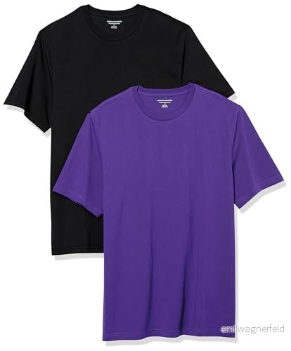 Amazon Essentials mäns normal passform kortärmad rund hals t shirt, paket med 2, svart/mörklila, X Small 196433602161